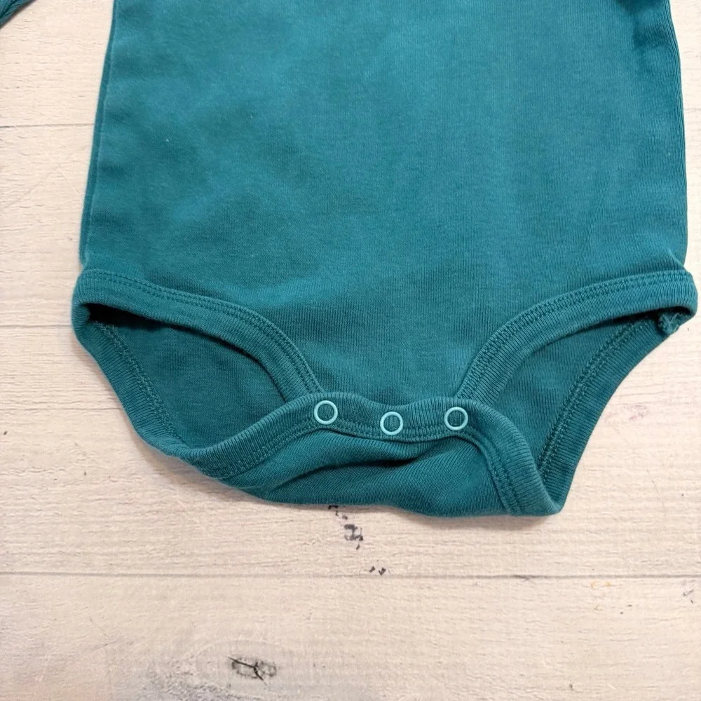 Primary baby organic cotton teal long sleeve bodysuit‎ 3-6 months